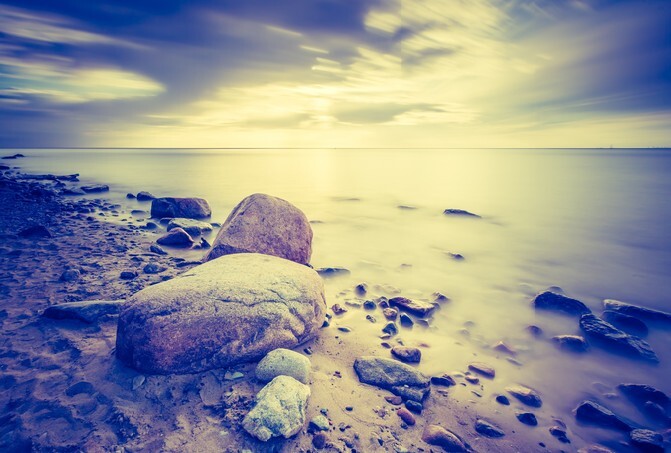 Vintage Baltic Seascape photographed near Gdynia in Poland
